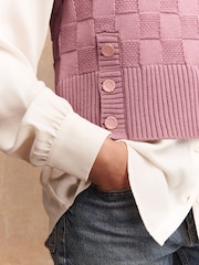 Blush Pink Knitted Tank Shirt Layer With Button Detail - Image 4 of 8