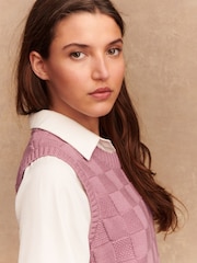 Blush Pink Knitted Tank Shirt Layer With Button Detail - Image 5 of 8