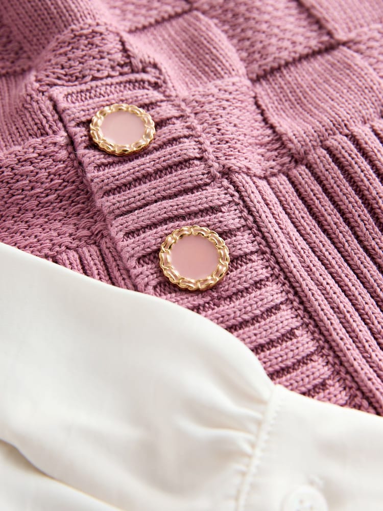 Blush Pink Knitted Tank Shirt Layer With Button Detail - Image 8 of 8