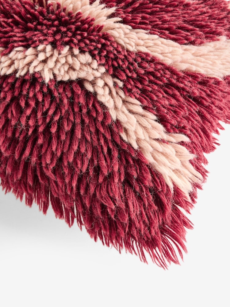 Rockett St George Red Shaggy Berber Wool Cushion - Image 6 of 6