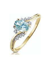 The Diamond Store 9K Gold 0.70ct Aquamarine and Diamond Ring - Image 1 of 3