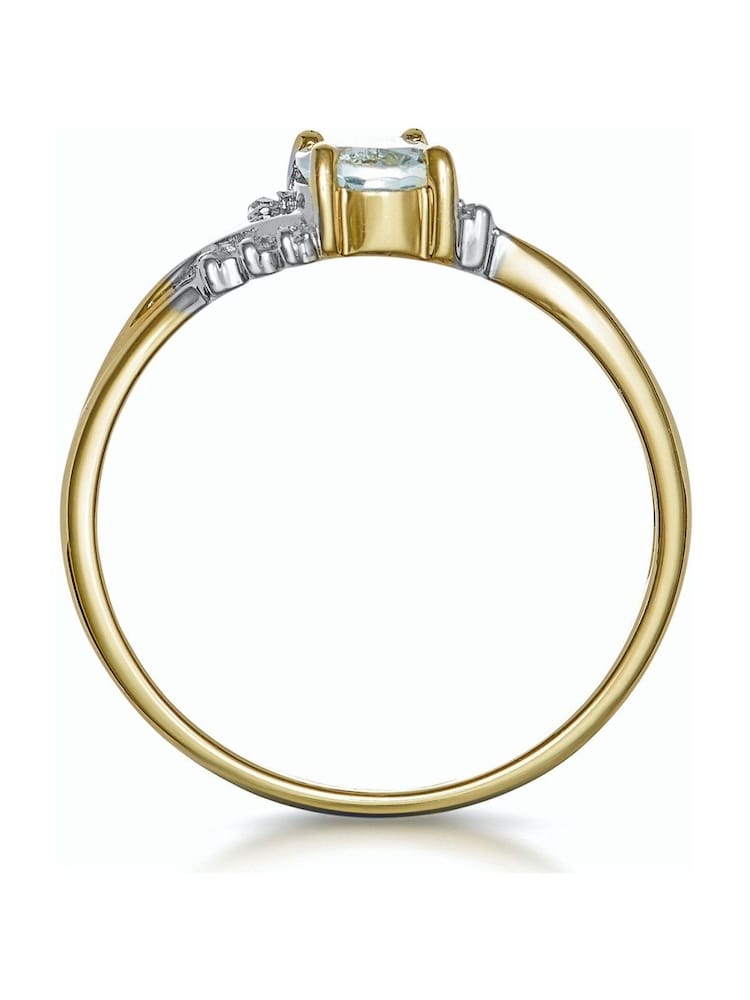 The Diamond Store 9K Gold 0.70ct Aquamarine and Diamond Ring - Image 3 of 3