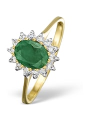 The Diamond Store 9K Yellow Gold 0.83ct Emerald And Diamond Gold Ring - Image 1 of 5