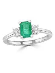 The Diamond Store 9K White Gold 6 x 4mm Emerald and Diamond Ring - Image 3 of 6