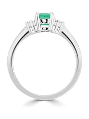 The Diamond Store 9K White Gold 6 x 4mm Emerald and Diamond Ring - Image 4 of 6