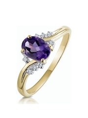 The Diamond Store Yellow Gold 0.68ct Amethyst and Diamond Ring - Image 1 of 5