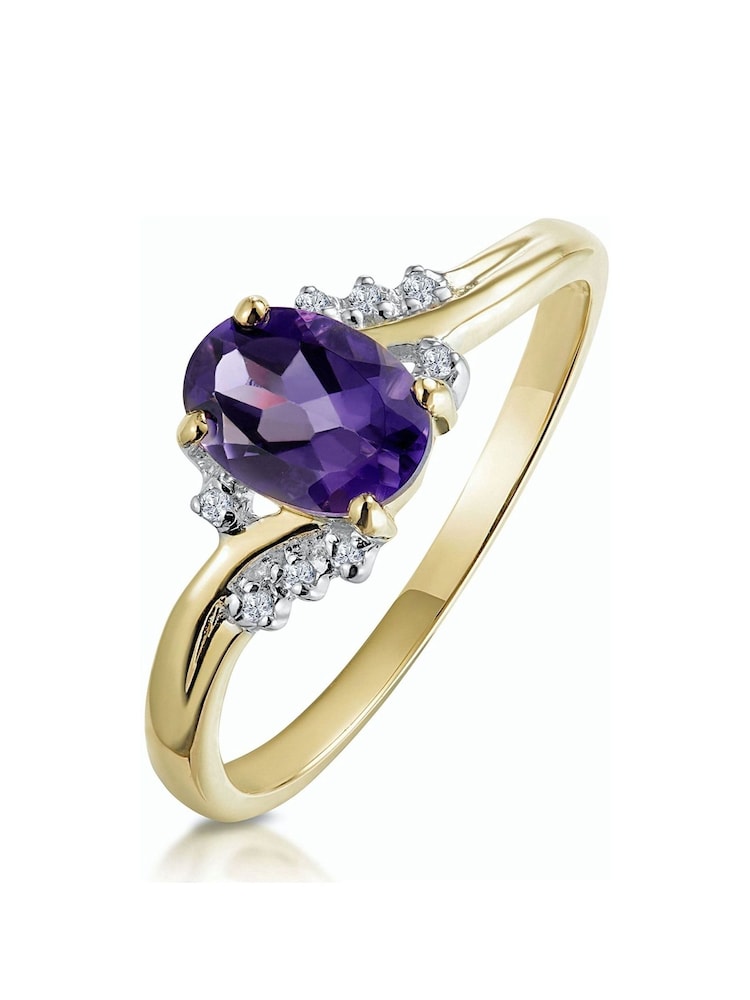 The Diamond Store Yellow Gold 0.68ct Amethyst and Diamond Ring - Image 1 of 5