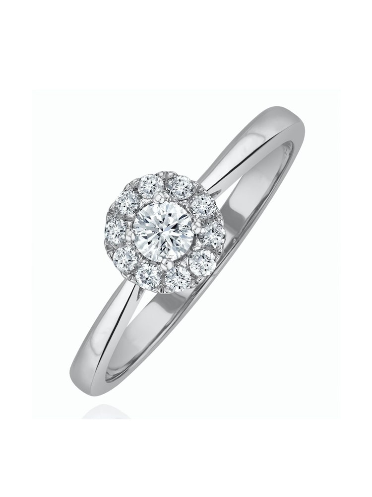 The Diamond Store 9K White 0.25ct H/Si Lab Diamond Halo Engagement Ring - Image 1 of 6