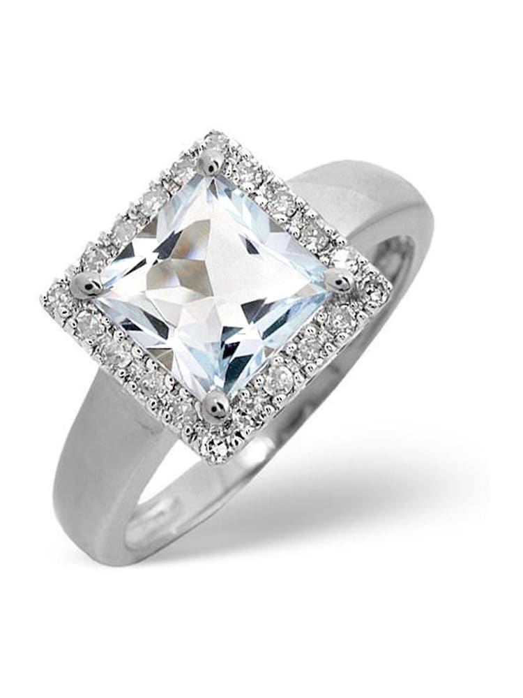 The Diamond Store 9K White Gold 1.42ct Aquamarine and Diamond Ring - Image 1 of 5
