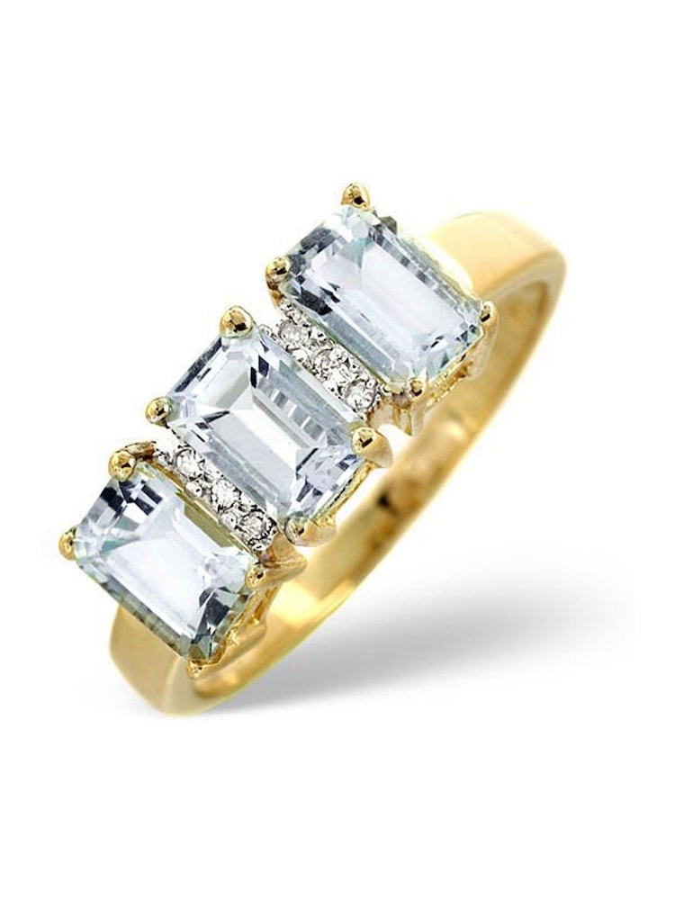 The Diamond Store 9K Yellow Gold 1.65ct Aquamarine and Diamond Ring - Image 1 of 6