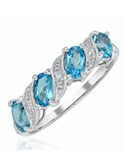 The Diamond Store 9K White Gold 0.98ct Topaz and Diamond Ring - Image 1 of 6