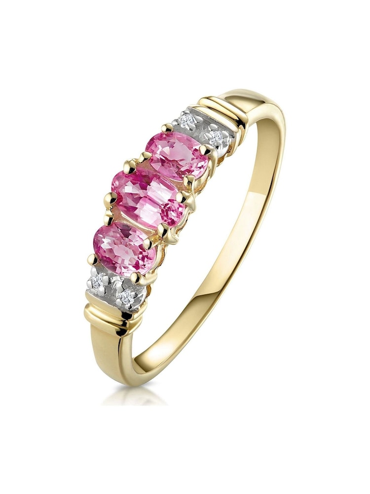The Diamond Store 9K Yellow Gold Sapphire And 0.02ct Diamond Ring - Image 1 of 6