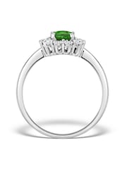 The Diamond Store 925 Silver Emerald With Lab Diamond Halo 7 x 5mm Set Ring - Image 3 of 5