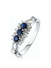The Diamond Store 9K White Gold 0.34ct Sapphire and Diamond Ring - Image 1 of 5