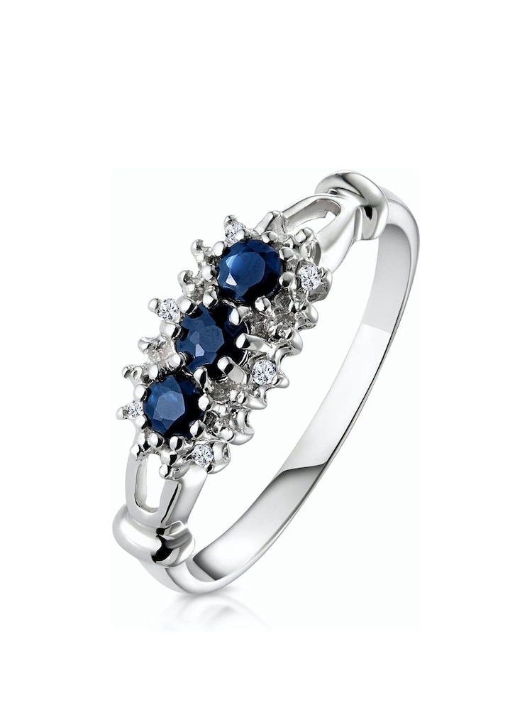 The Diamond Store 9K White Gold 0.34ct Sapphire and Diamond Ring - Image 1 of 5