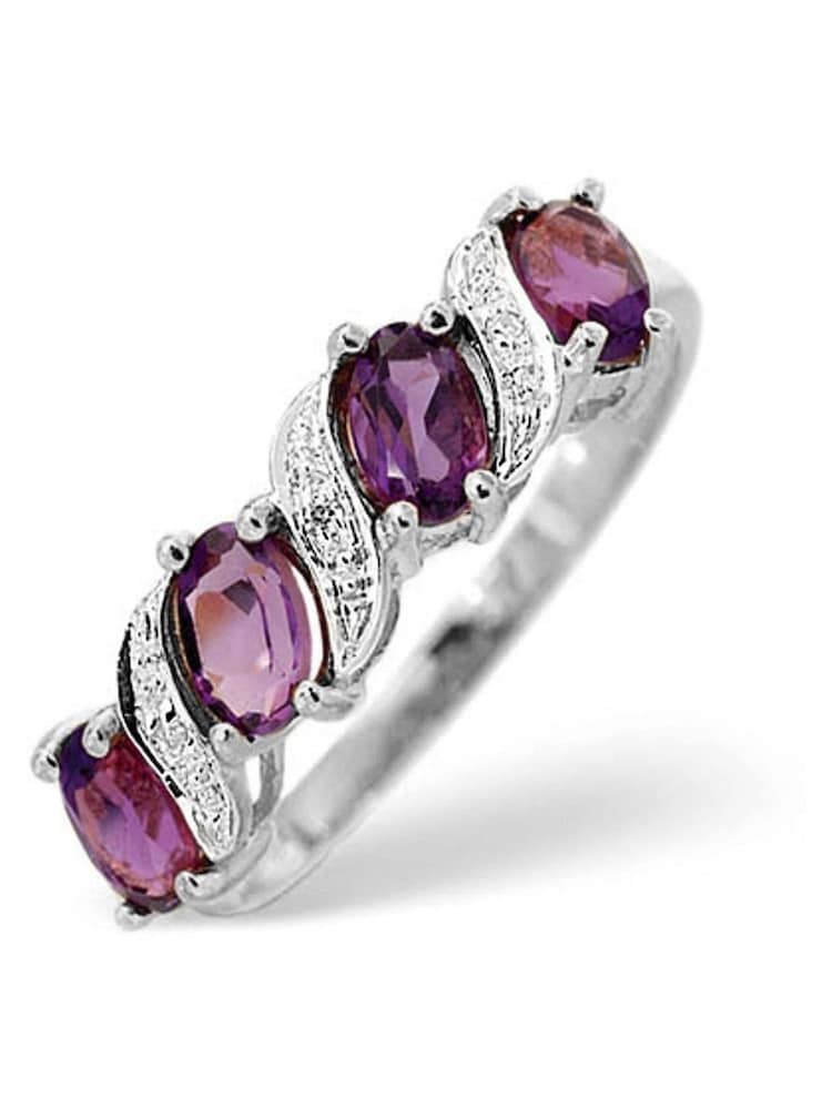 The Diamond Store 9K White Gold 0.74ct Purple Amethyst And Diamond Ring - Image 1 of 6