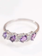 The Diamond Store 9K White Gold 0.74ct Purple Amethyst And Diamond Ring - Image 5 of 6