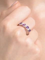 The Diamond Store 9K White Gold 0.74ct Purple Amethyst And Diamond Ring - Image 6 of 6