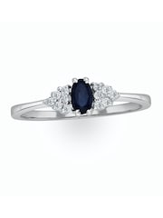 The Diamond Store 9K White Gold 5 x 3mm Sapphire and Diamond Ring - Image 3 of 5
