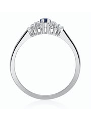 The Diamond Store 9K White Gold 5 x 3mm Sapphire and Diamond Ring - Image 4 of 5