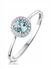 The Diamond Store 9K White Gold 0.37ct Aquamarine and Diamond Stellato Ring - Image 1 of 5