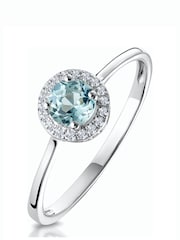 The Diamond Store 9K White Gold 0.37ct Aquamarine and Diamond Stellato Ring - Image 3 of 5