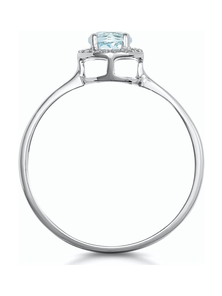The Diamond Store 9K White Gold 0.37ct Aquamarine and Diamond Stellato Ring - Image 5 of 5