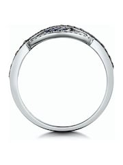 The Diamond Store 9K White Gold Diamond Sapphire Evil Eye Hamsa Stellato Ring - Image 5 of 5