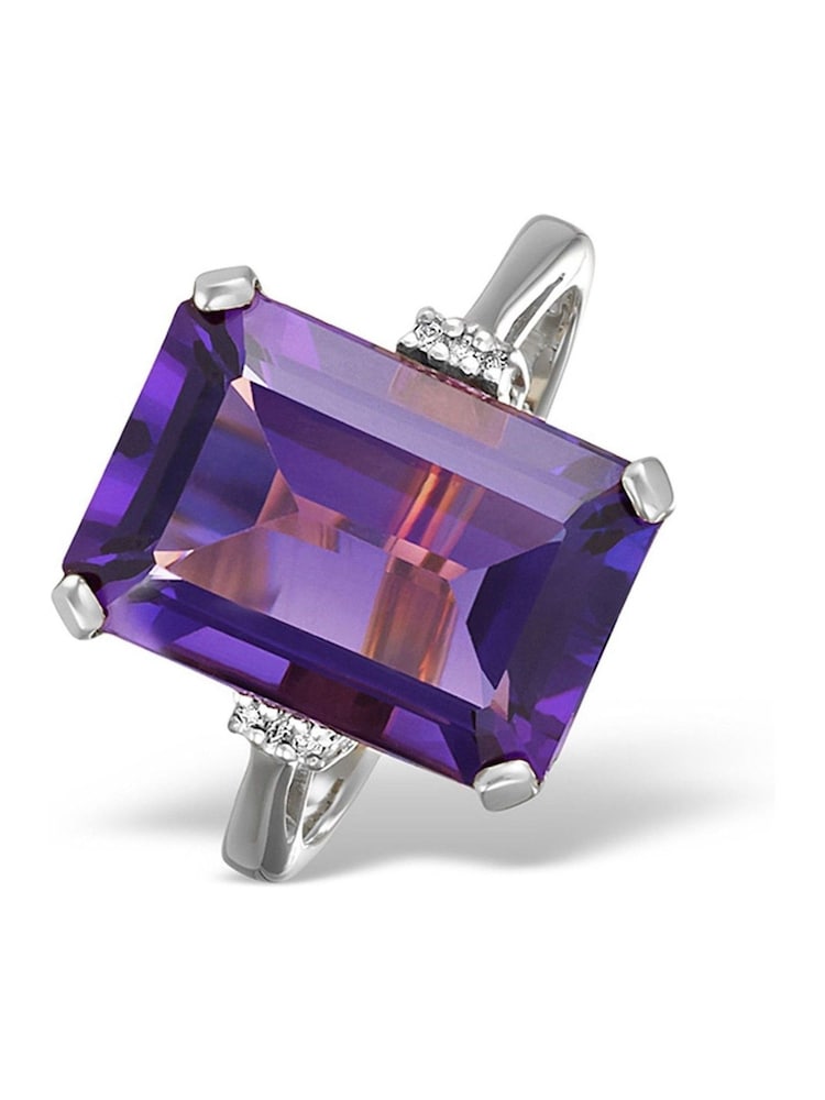 The Diamond Store 9K White Gold 6.40ct Amethyst and Diamond Ring - Image 1 of 6