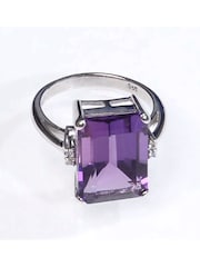 The Diamond Store 9K White Gold 6.40ct Amethyst and Diamond Ring - Image 4 of 6