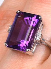 The Diamond Store 9K White Gold 6.40ct Amethyst and Diamond Ring - Image 5 of 6