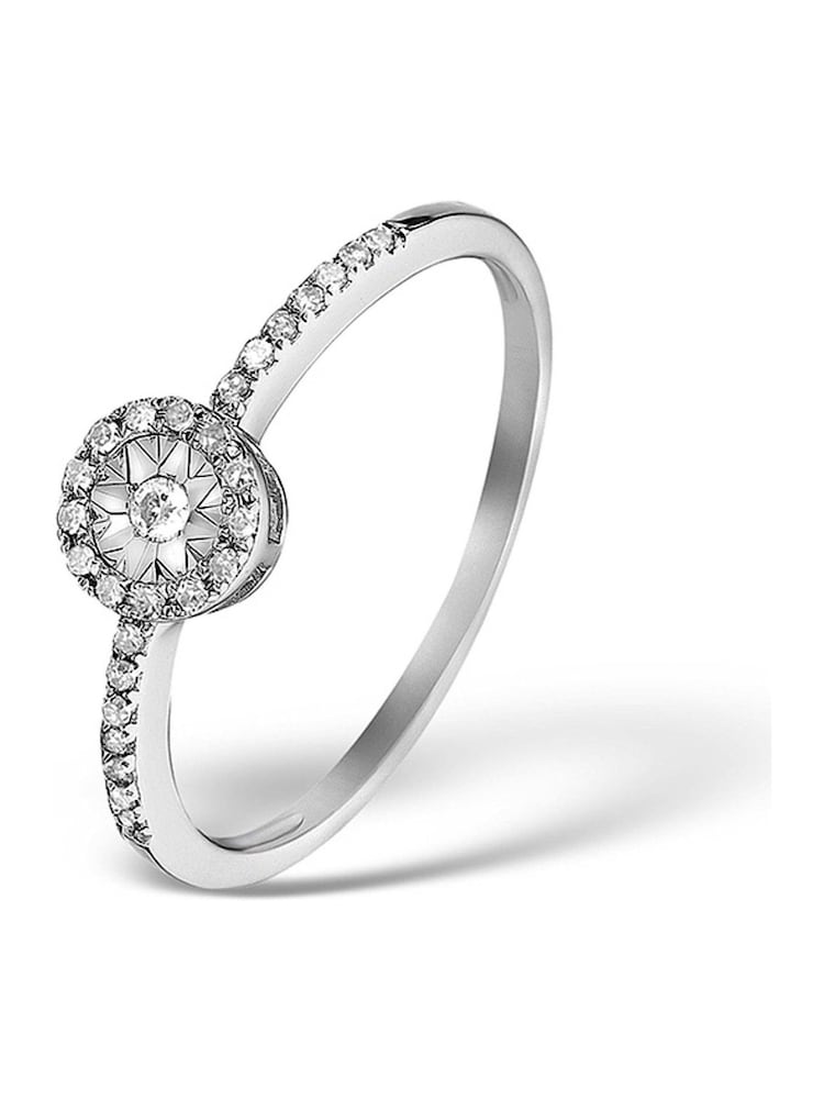 The Diamond Store 9K White Gold Halo Ring With 0.11ct Of Set Diamonds - Image 1 of 6