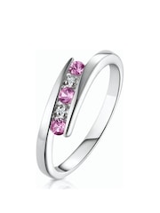 The Diamond Store 9K White Gold Diamond and Pink Sapphire Ring - Image 3 of 5