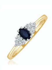 The Diamond Store 9K Yellow Gold 5 x 3mm Sapphire and Diamond Ring - Image 1 of 5