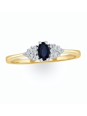The Diamond Store 9K Yellow Gold 5 x 3mm Sapphire and Diamond Ring - Image 3 of 5