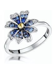 The Diamond Store 9K White Gold Sapphire Yellow Sapphire and Diamond Stellato Ring - Image 1 of 5