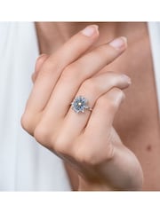 The Diamond Store 9K White Gold Sapphire Yellow Sapphire and Diamond Stellato Ring - Image 3 of 5