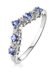 The Diamond Store 9K White Gold Diamond and 0.35ct Tanzanite Wishbone Ring - Image 1 of 8