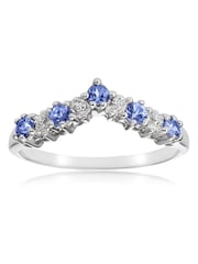 The Diamond Store 9K White Gold Diamond and 0.35ct Tanzanite Wishbone Ring - Image 3 of 8