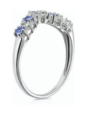 The Diamond Store 9K White Gold Diamond and 0.35ct Tanzanite Wishbone Ring - Image 4 of 8