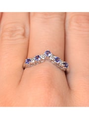 The Diamond Store 9K White Gold Diamond and 0.35ct Tanzanite Wishbone Ring - Image 5 of 8