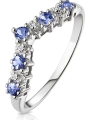 The Diamond Store 9K White Gold Diamond and 0.35ct Tanzanite Wishbone Ring - Image 7 of 8