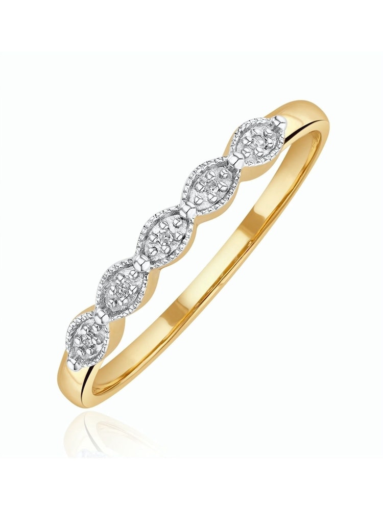 The Diamond Store 9K Gold 0.02ct Diamond Half Eternity Ring - Image 1 of 5
