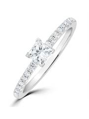 The Diamond Store 925 Silver White Princess Cut 0.25ct H/Si Lab Diamond Engagement Ring - Image 1 of 4