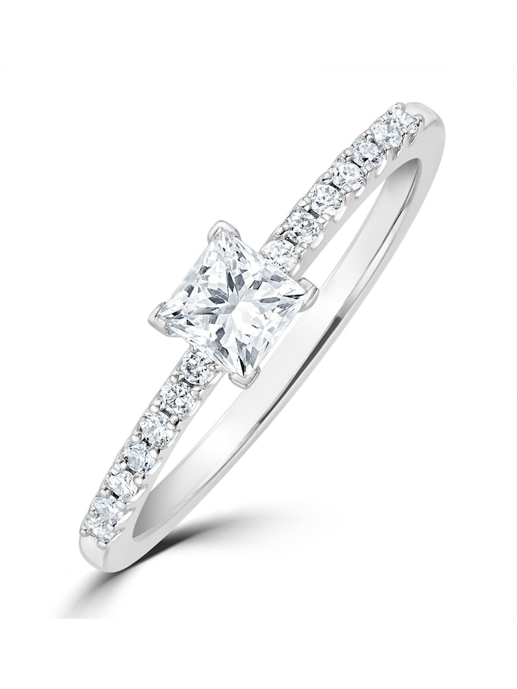 The Diamond Store 925 Silver White Princess Cut 0.25ct H/Si Lab Diamond Engagement Ring - Image 1 of 4