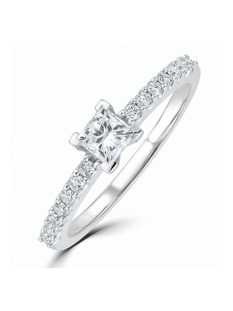 The Diamond Store 9K White Gold Ella Halo 0.55ct Lab Diamond Engagement Ring - Image 1 of 6