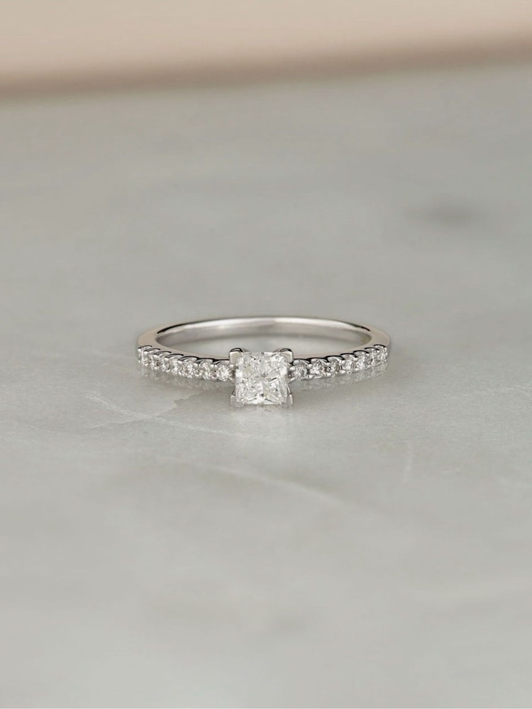 The Diamond Store 9K White Gold Ella Halo 0.55ct Lab Diamond Engagement Ring - Image 1 of 6 The Diamond Store 9K White Gold Ella Halo 0.55ct Lab Diamond Engagement Ring - Image 1 of 6