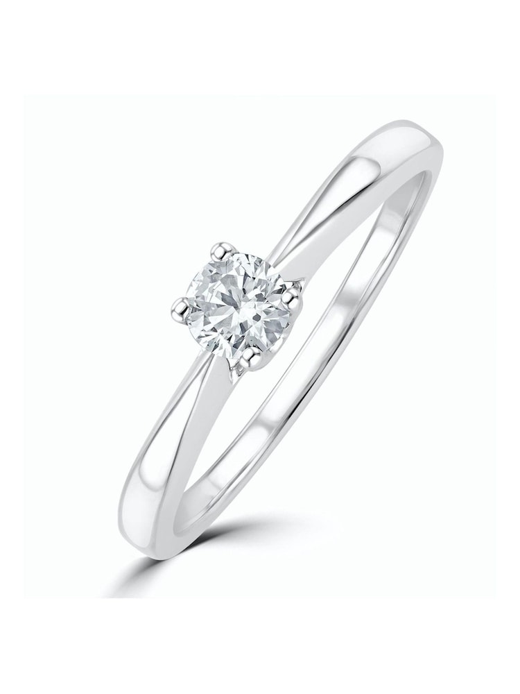 The Diamond Store 925 Silver White Tapered Design 0.25ct H/Si Lab Diamond Engagement Ring - Image 1 of 6