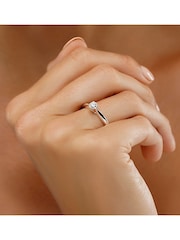 The Diamond Store 925 Silver White Tapered Design 0.25ct H/Si Lab Diamond Engagement Ring - Image 6 of 6