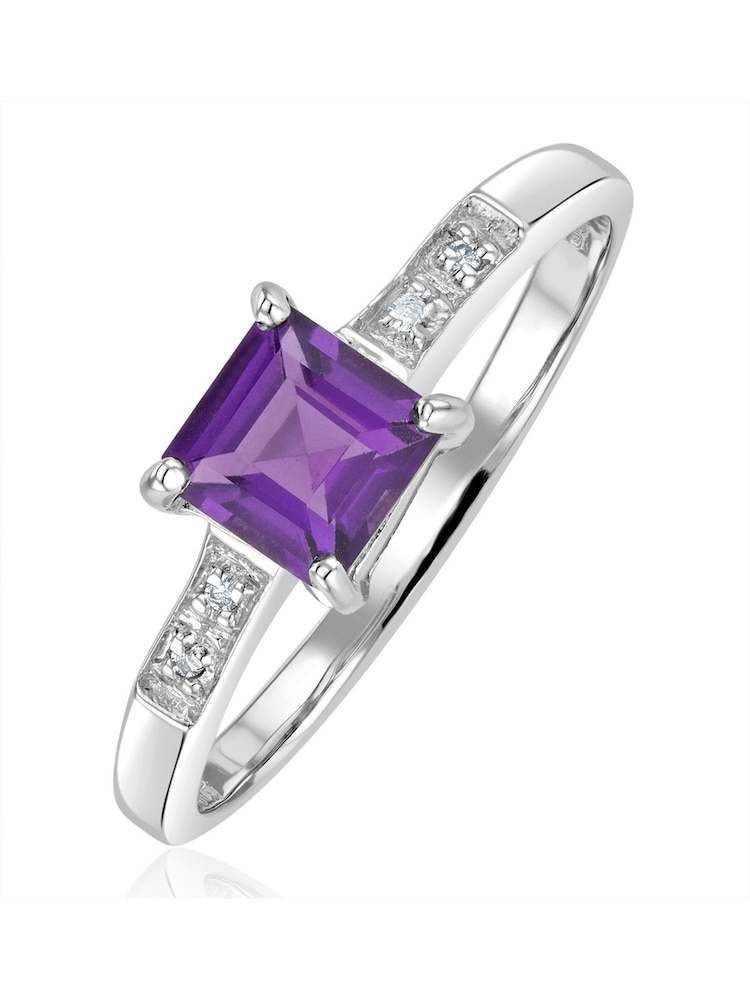 The Diamond Store 9K White Gold 0.63ct Amethyst and Diamond Ring - Image 1 of 6
